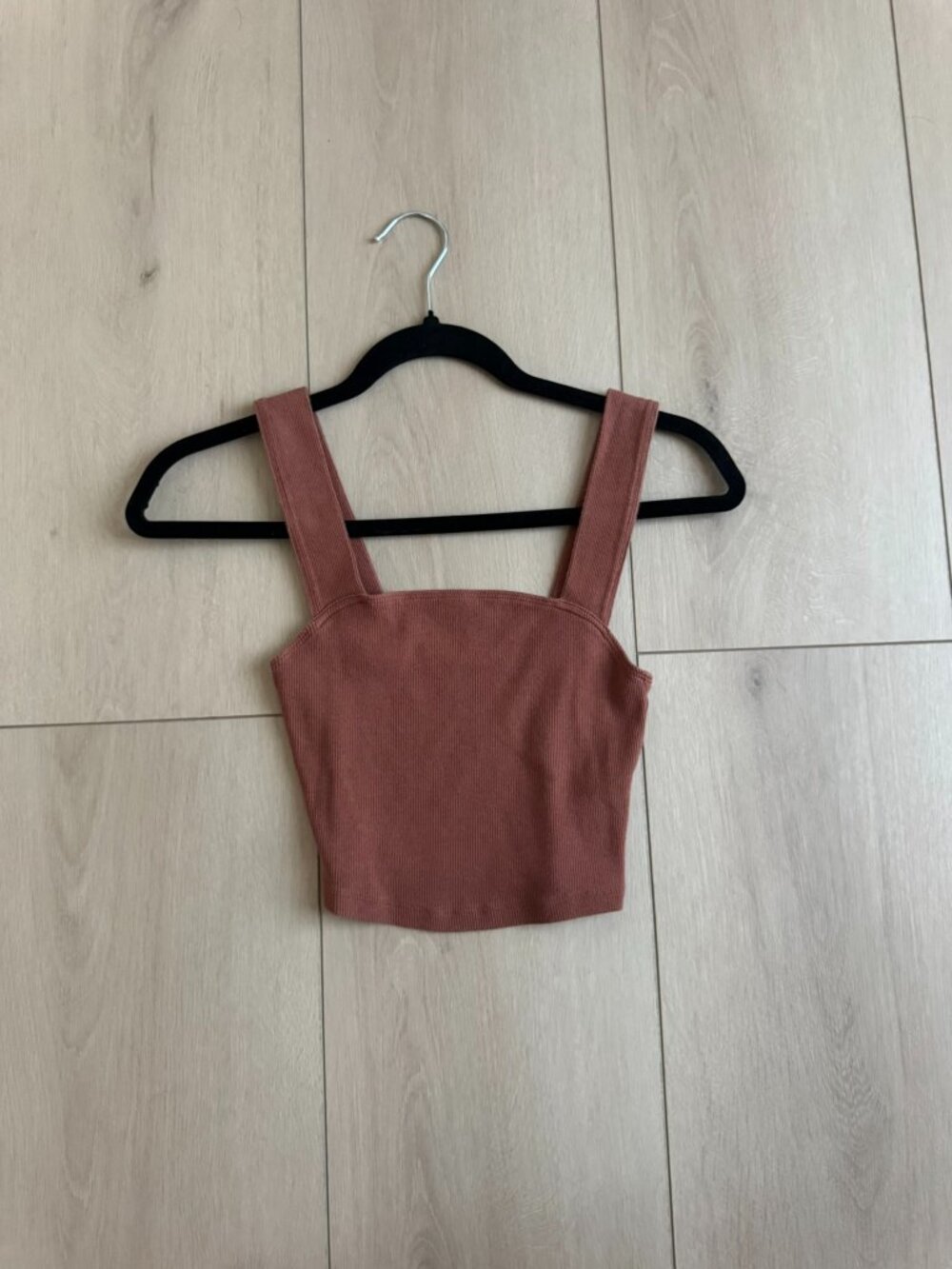 Abercrombie & Fitch 90s Essential Ribbed Tank Top Brown/Tan XS